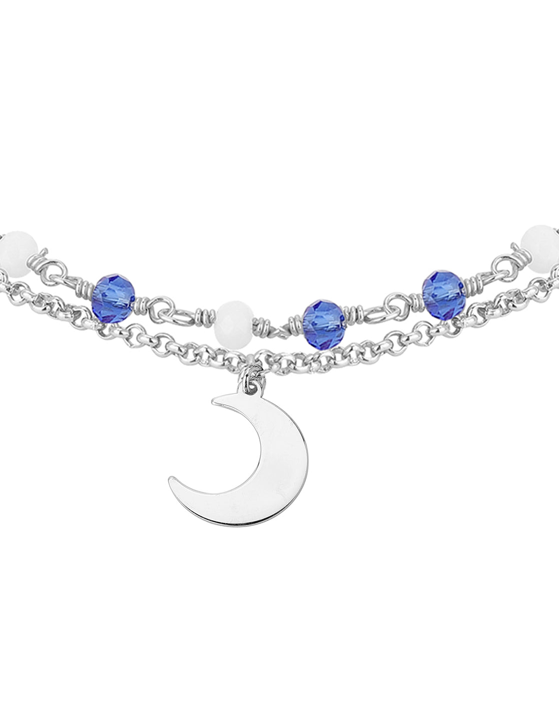 Carlton London Rhodium Plated Charm Bracelet For Women