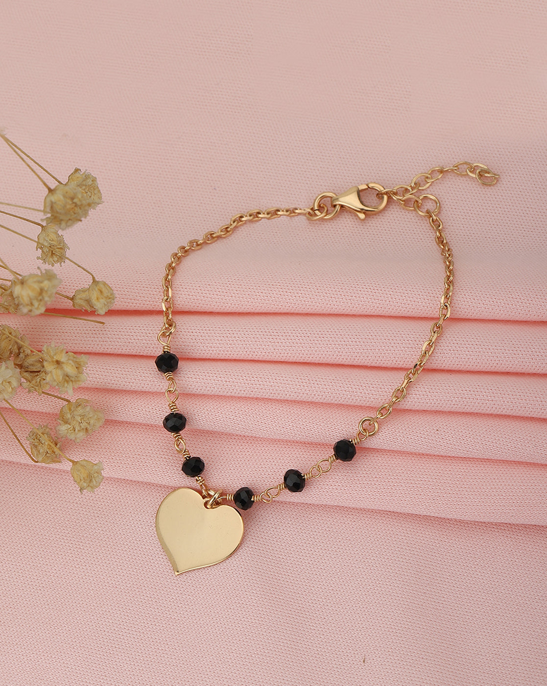 Rose-Gold Plated Charm Bracelet with Classic Heart Design