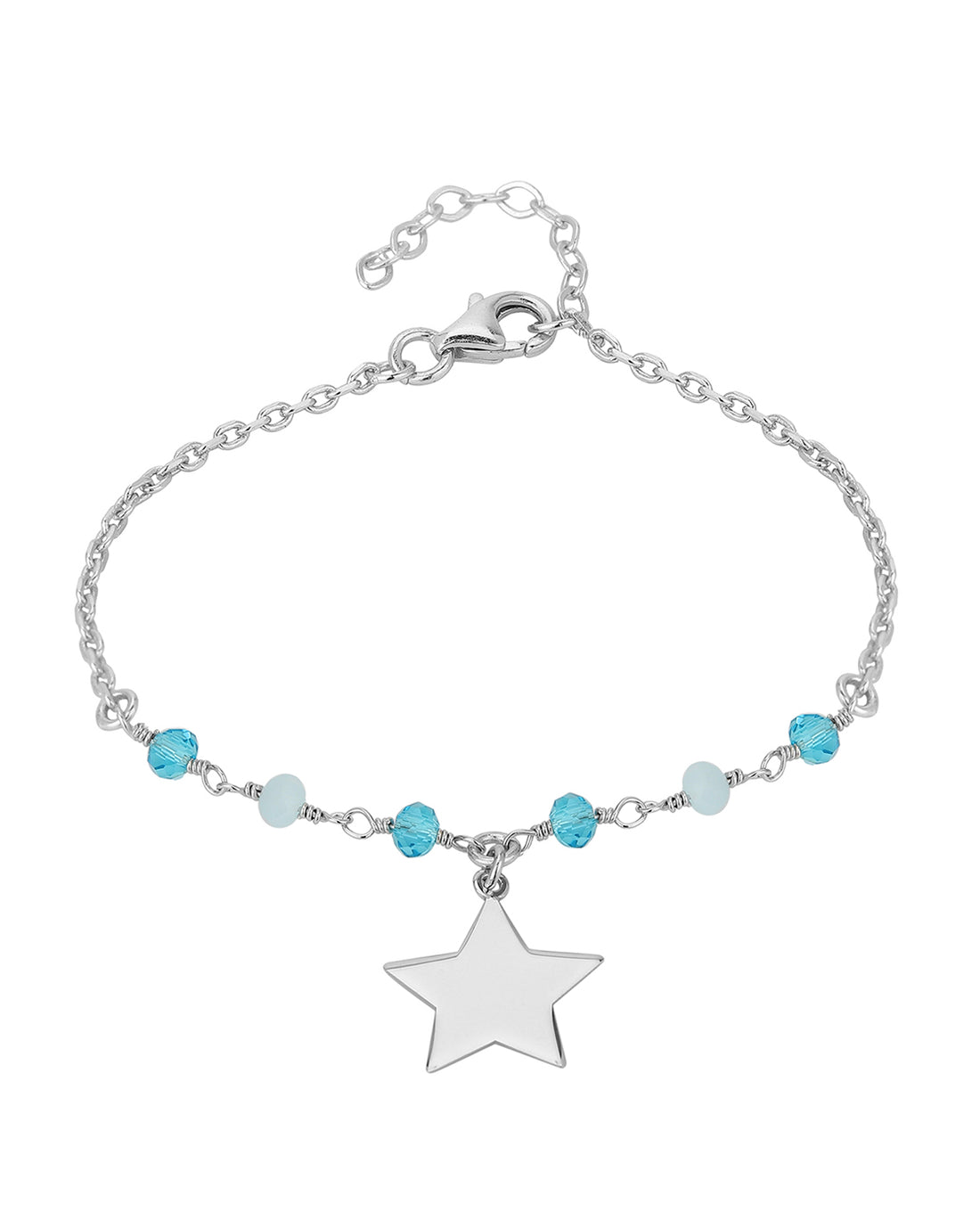 Carlton London Rhodium Plated Star Charm Bracelet For Women