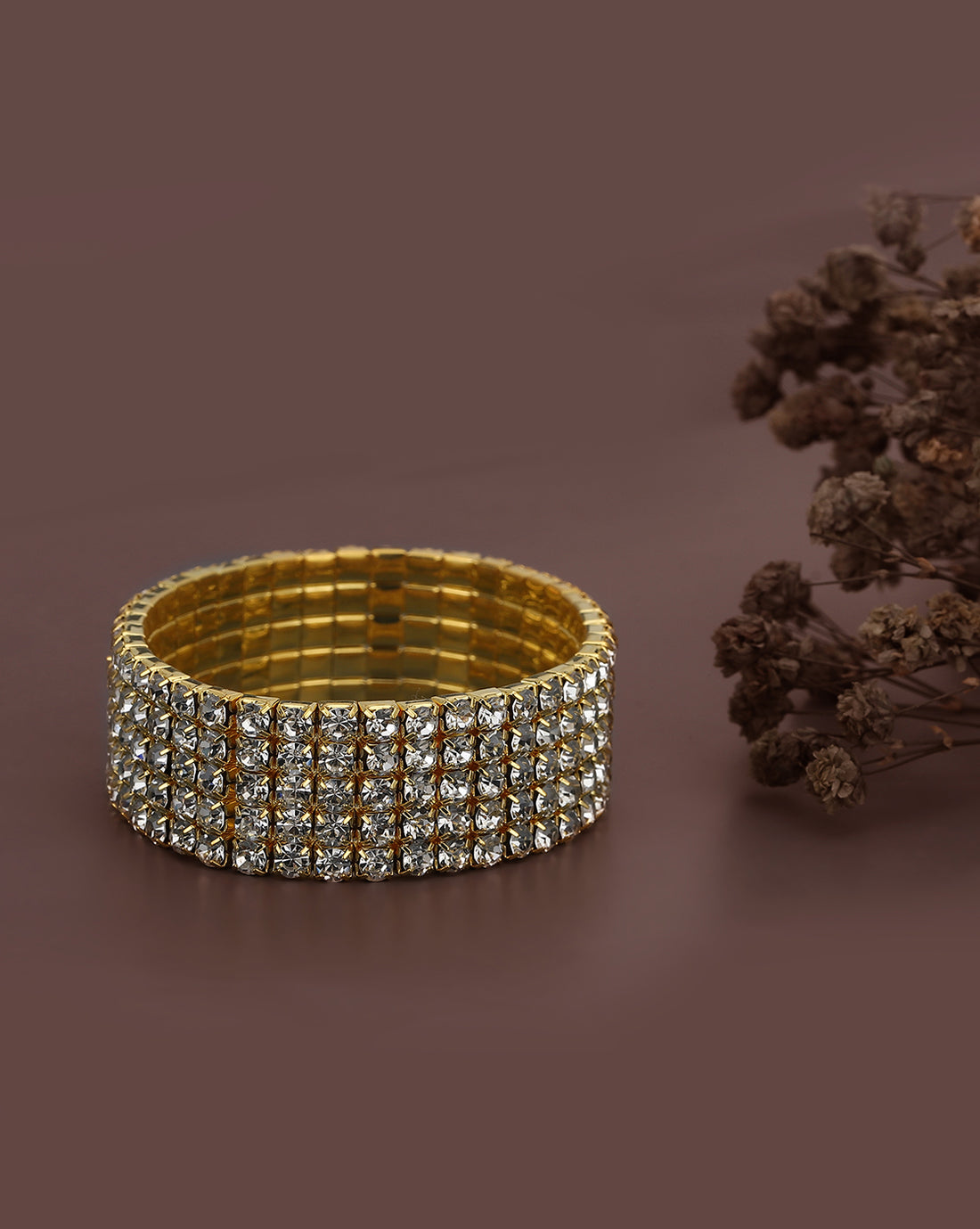 Carlton London Brass Cubic Zirconia Gold-Plated Bracelet