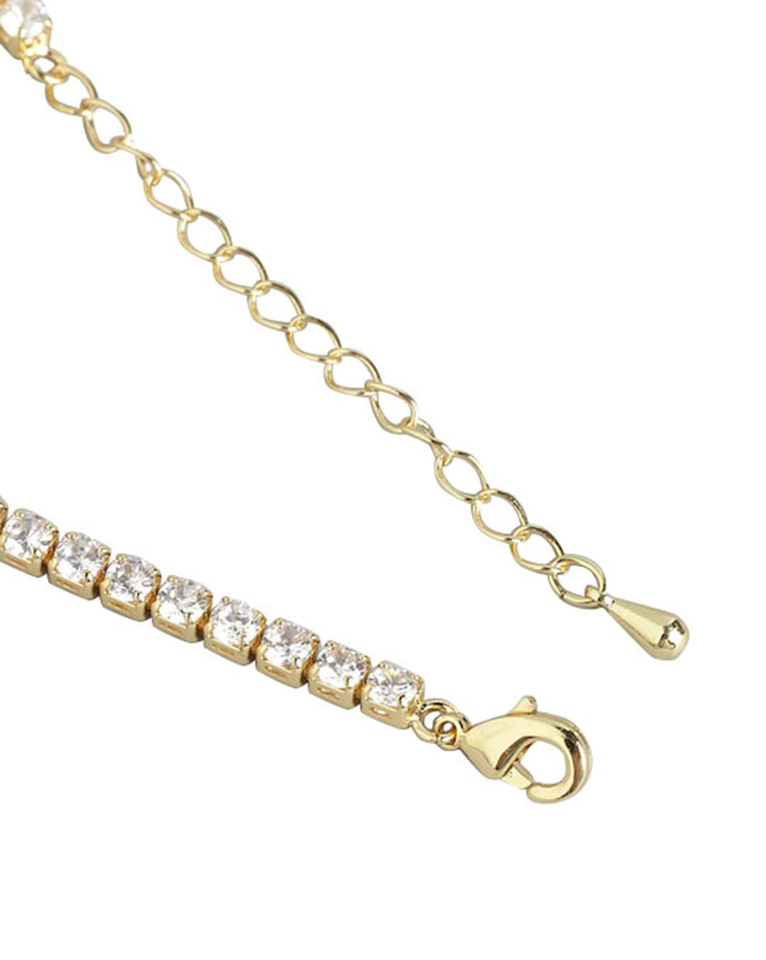 Gold Plated With Heart And Cz Adjustable Bracelet For Women