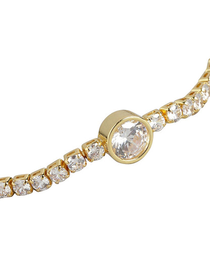 Gold Plated With Cz Fancy Adjustable Bracelet For Women