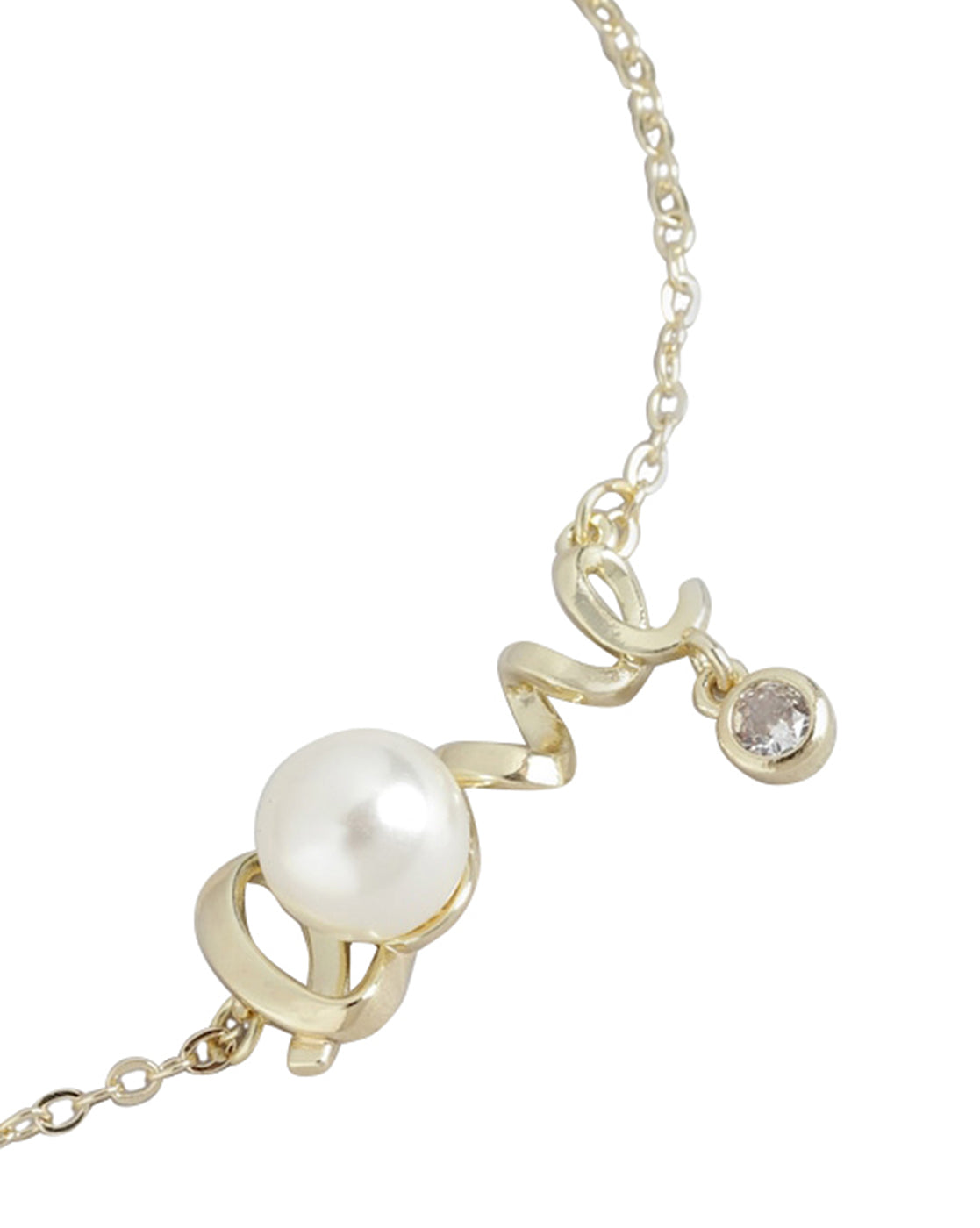 Gold Plated With Pearl And Texture Adjustable Charm Bracelet For Women