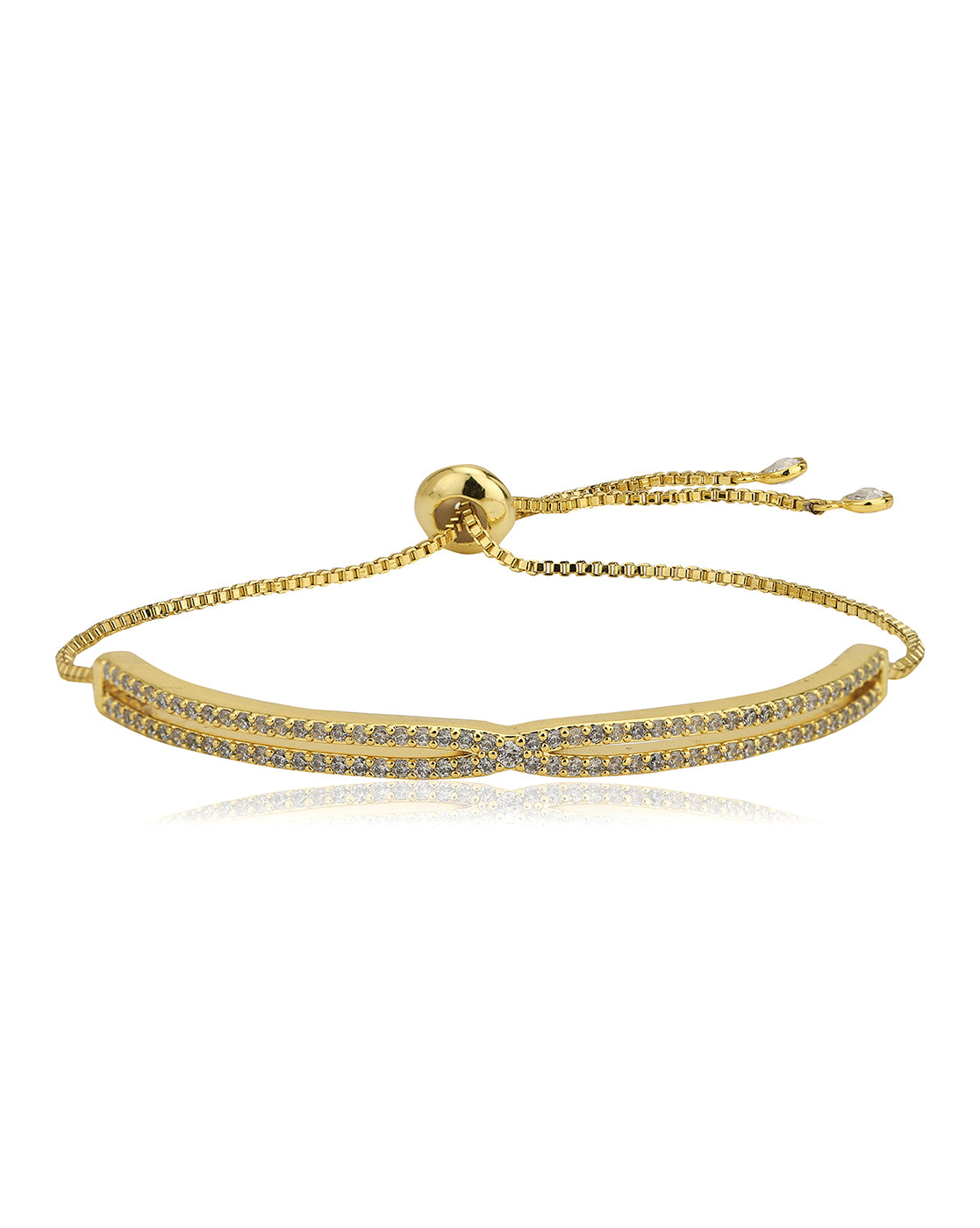 Premium Gold Plated With Cz Fancy Adjustable Bracelet For Women