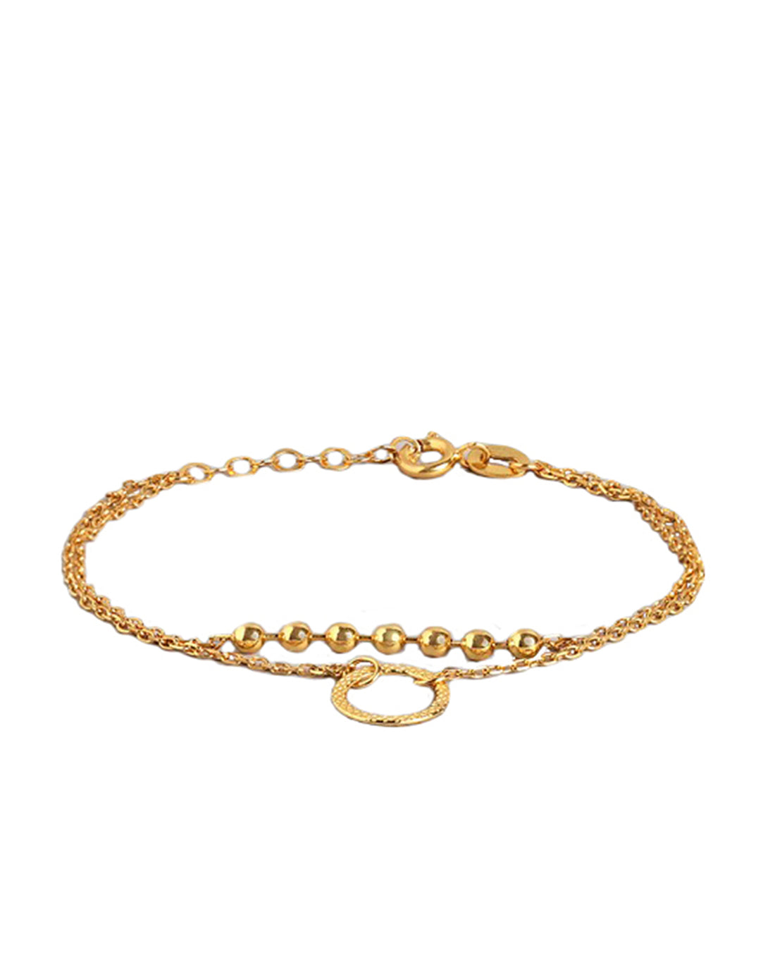 18Kt Gold Plated Double Chain Charm Bracelet For Women