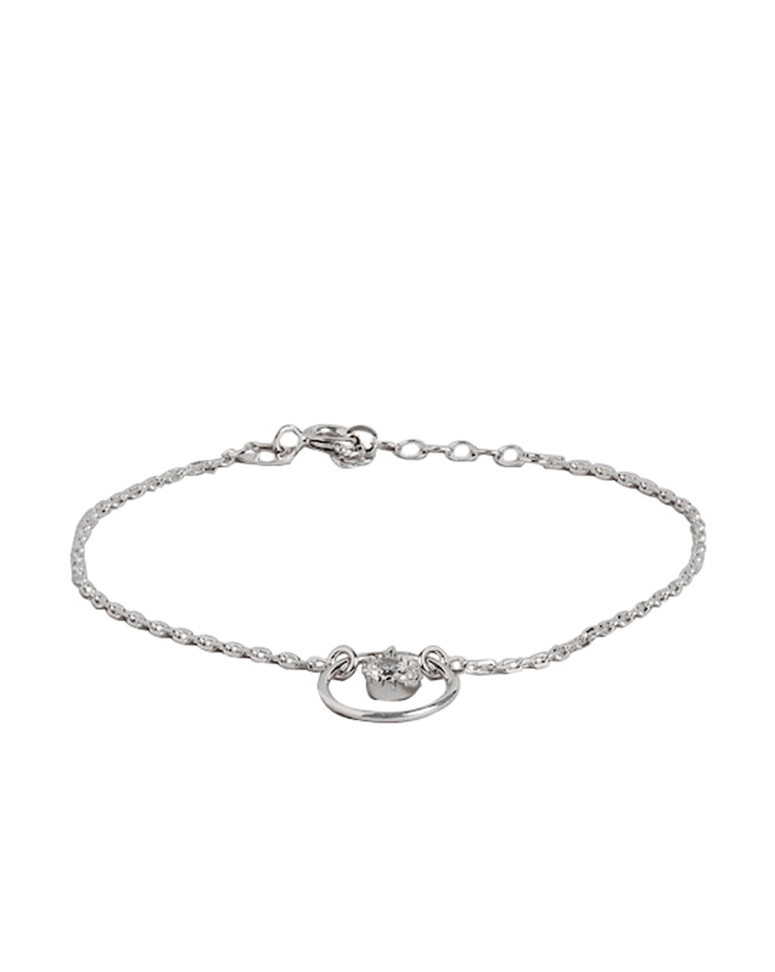 Rhodium Plated With Cz Charm Bracelet For Women
