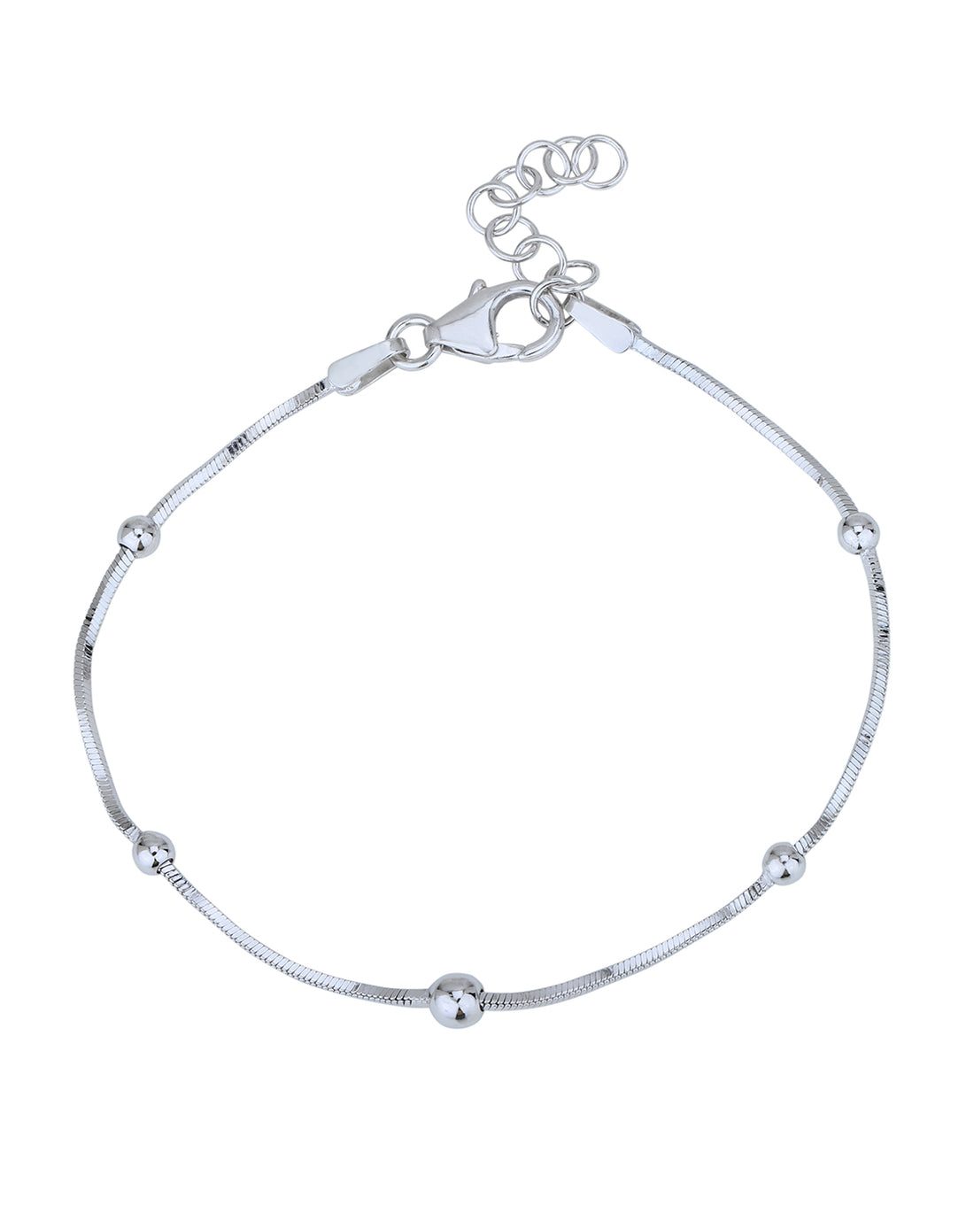 Rhodium Plated with Ball Charm Bracelet for women
