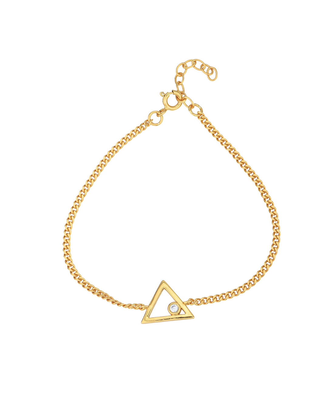 18kt Gold Plated with CZ Triangular Charm Bracelet for women