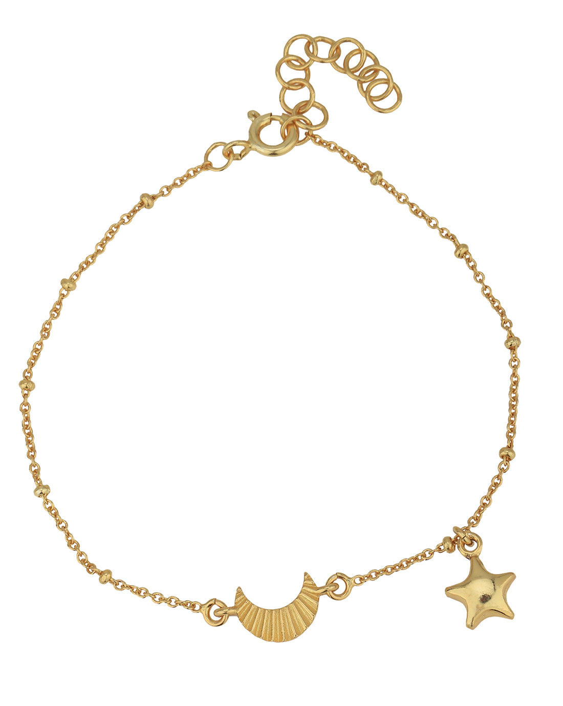 18kt Gold Plated with Moon &amp; Star Charm Bracelet