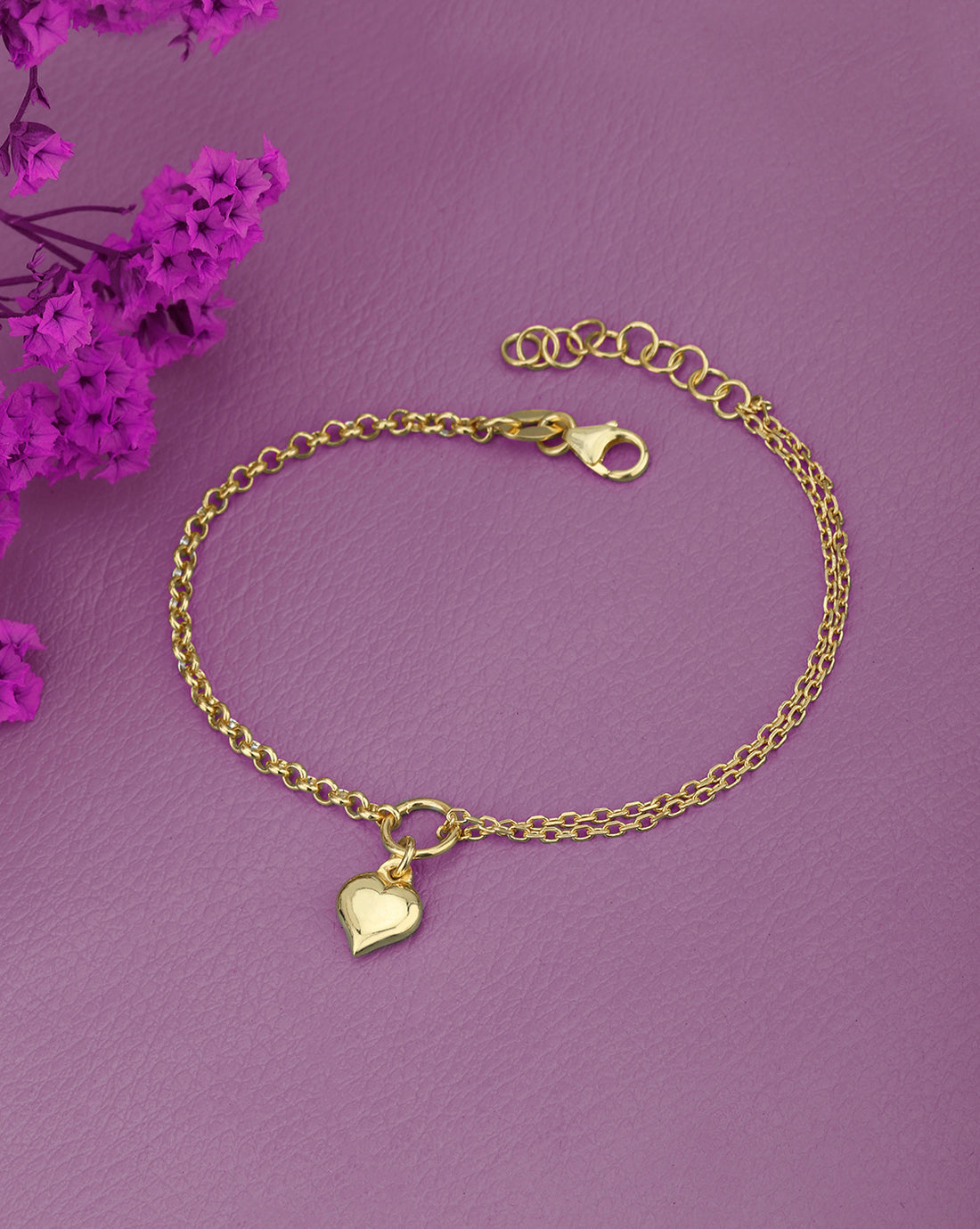 18kt Gold Plated with Heart Charm Bracelet