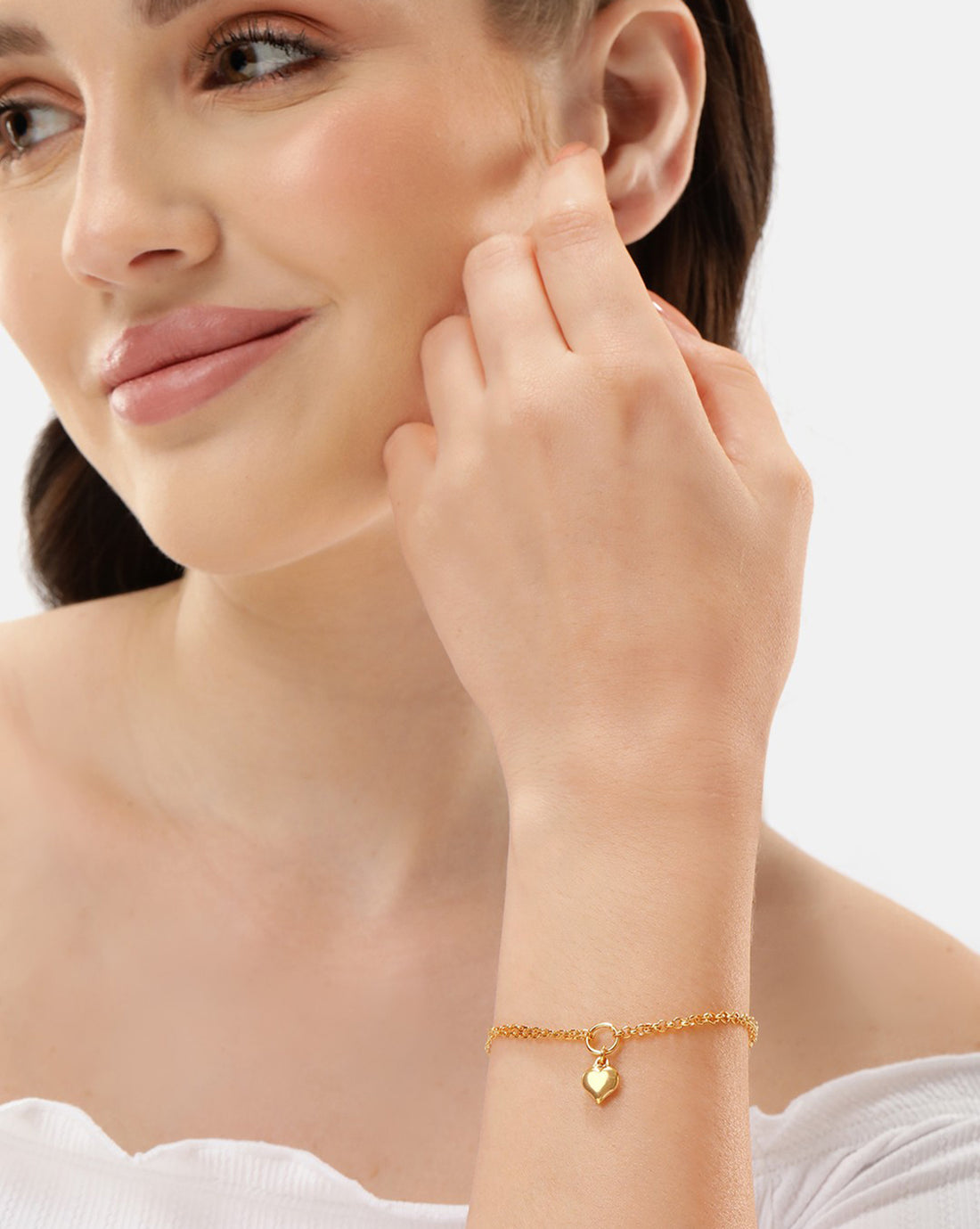 18kt Gold Plated with Heart Charm Bracelet