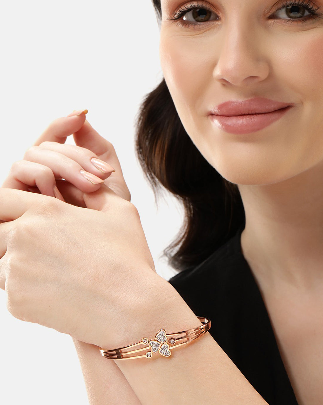 Rose Gold Plated with CZ Heart Bracelet