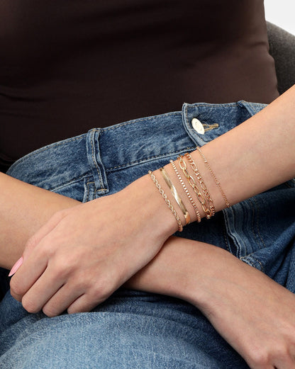 Set of 6 Rose Gold Plated Wraparound Bracelet