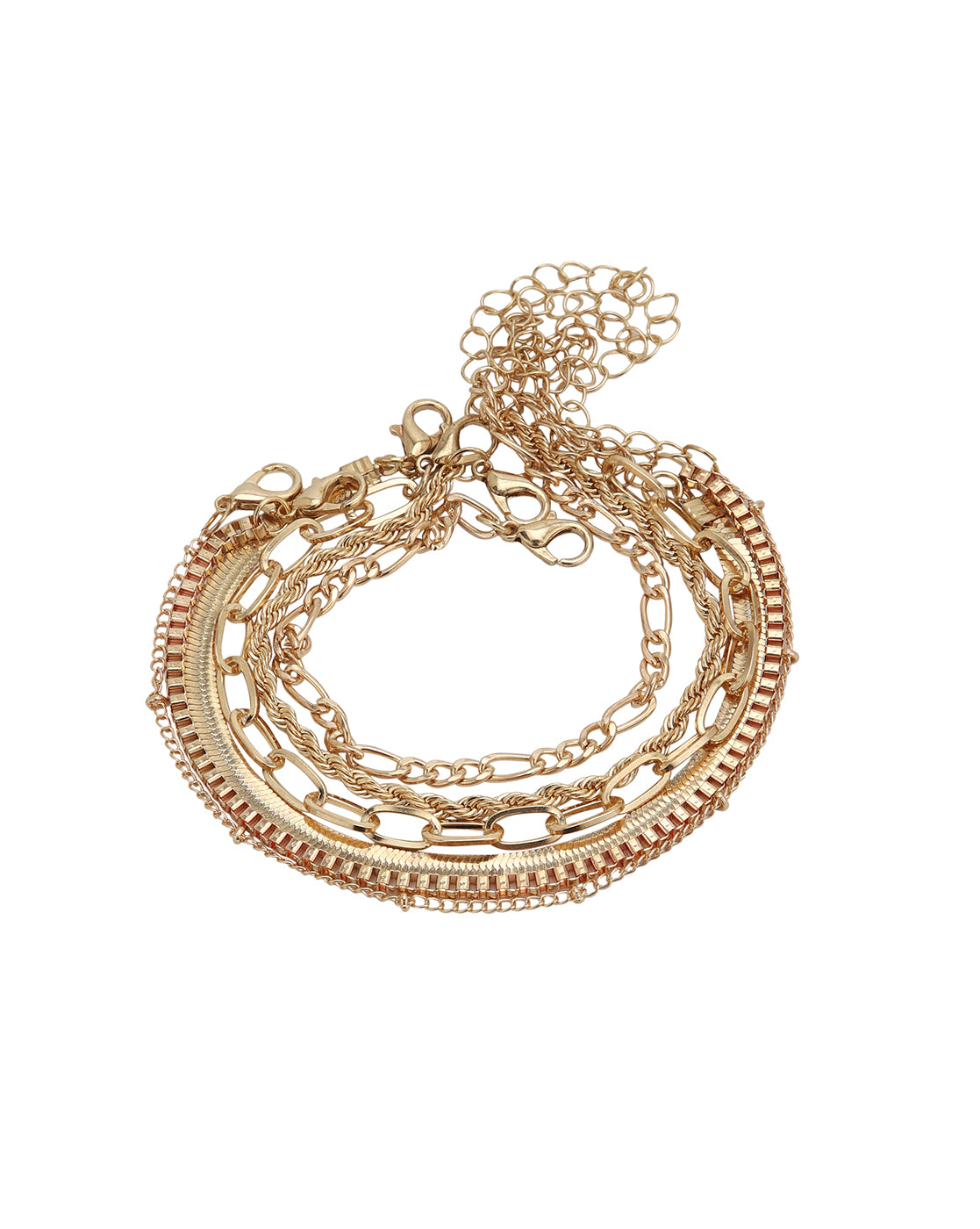 Set of 6 Rose Gold Plated Wraparound Bracelet