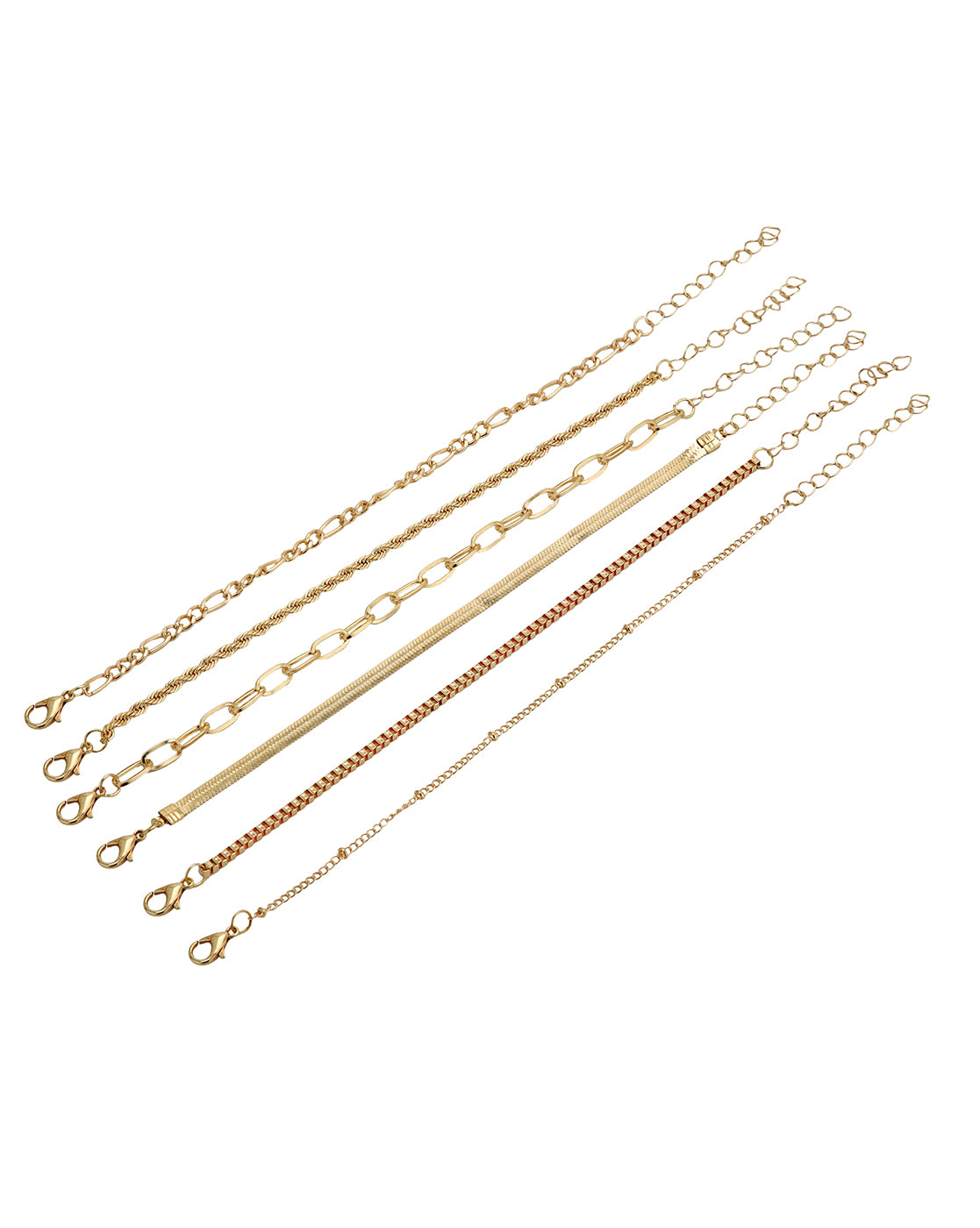 Set of 6 Rose Gold Plated Wraparound Bracelet