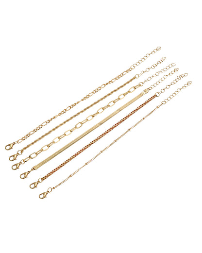 Set of 6 Rose Gold Plated Wraparound Bracelet