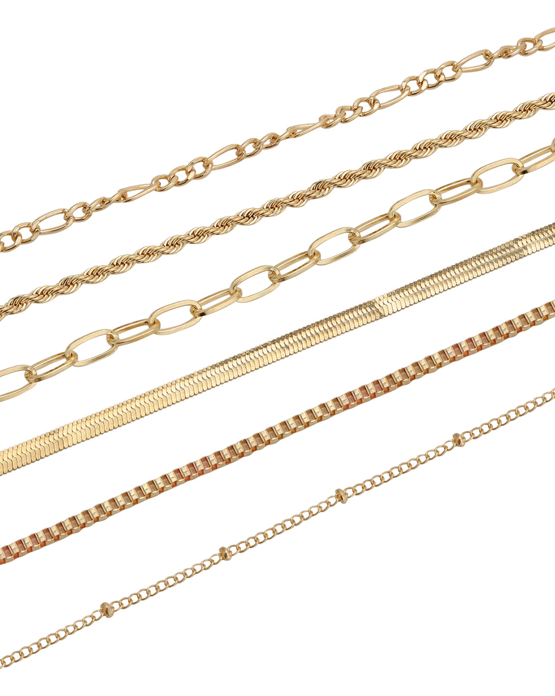 Set of 6 Rose Gold Plated Wraparound Bracelet