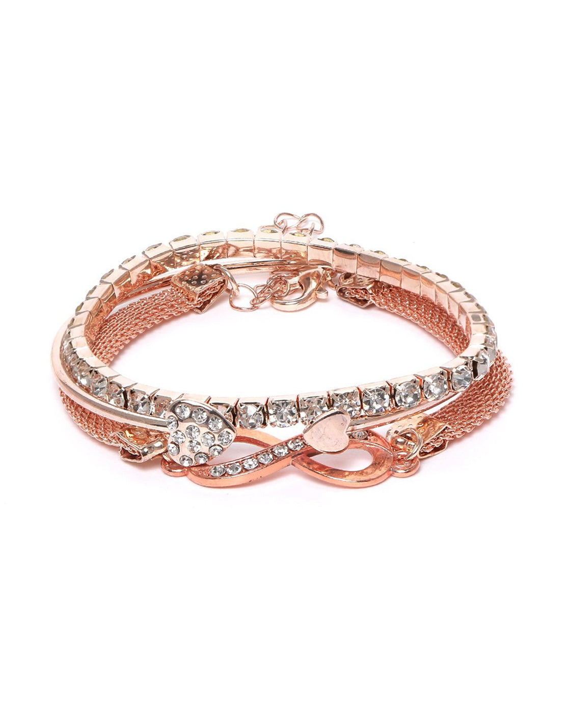Set of 3 Rose Gold Plated CZ with Infinity Wraparound Bracelets