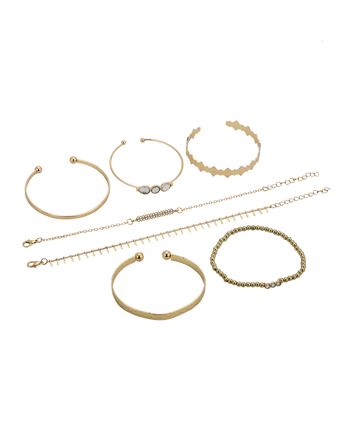 Set of 5 Two Toned CZ Cuff Link Bracelet
