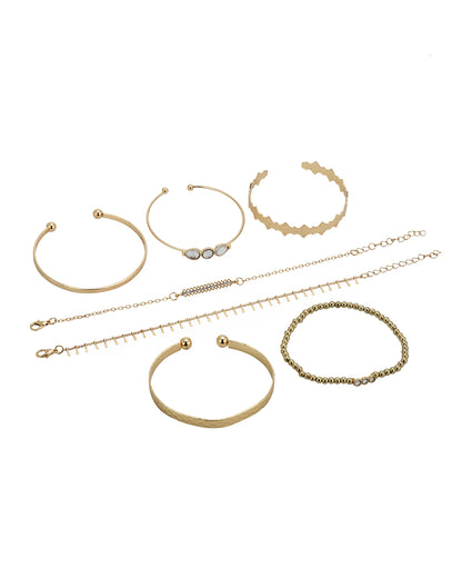 Set of 5 Two Toned CZ Cuff Link Bracelet