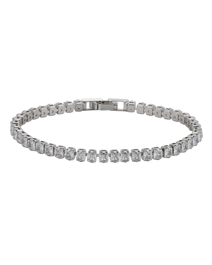 Silver-Plated Cubic Zirconia Studded Tennis Bracelet