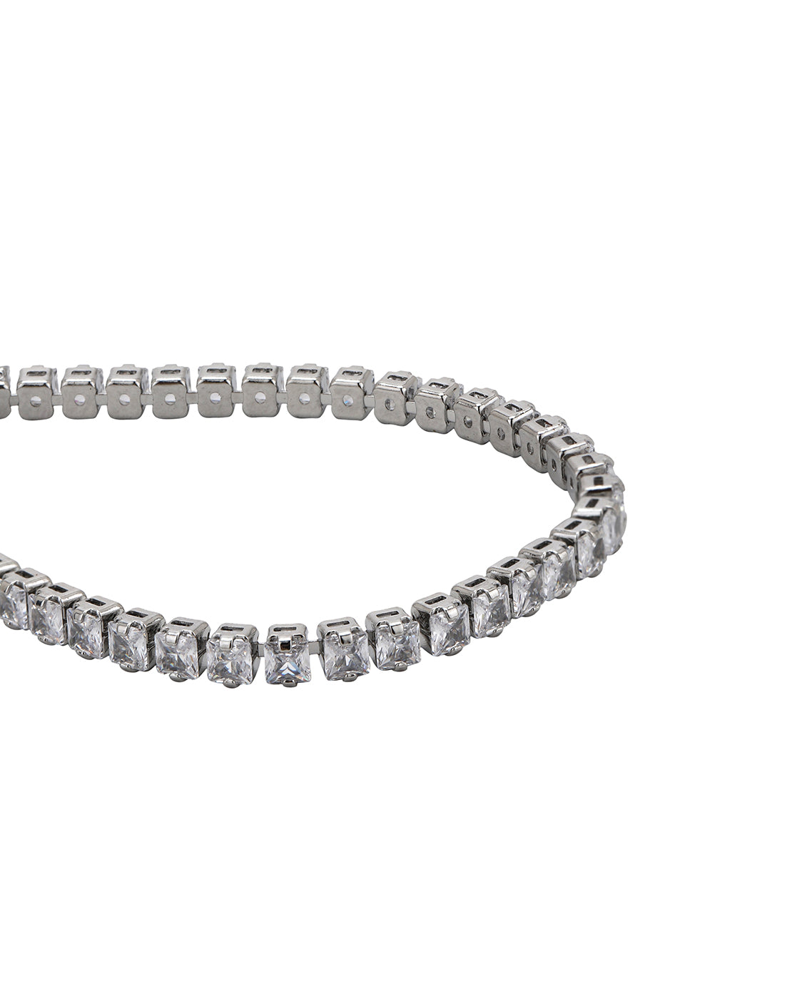 Silver-Plated Cubic Zirconia Studded Tennis Bracelet