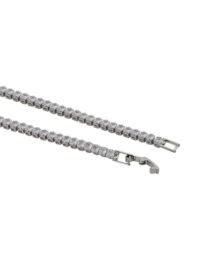 Silver-Plated Cubic Zirconia Studded Tennis Bracelet