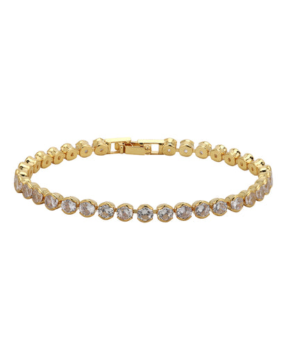 Gold Plated Circular CZ Studded Tennis Bracelet