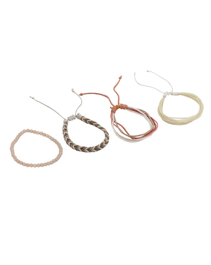Multi Coloured Set of 4 Braided Stacking Friendship Bracelet