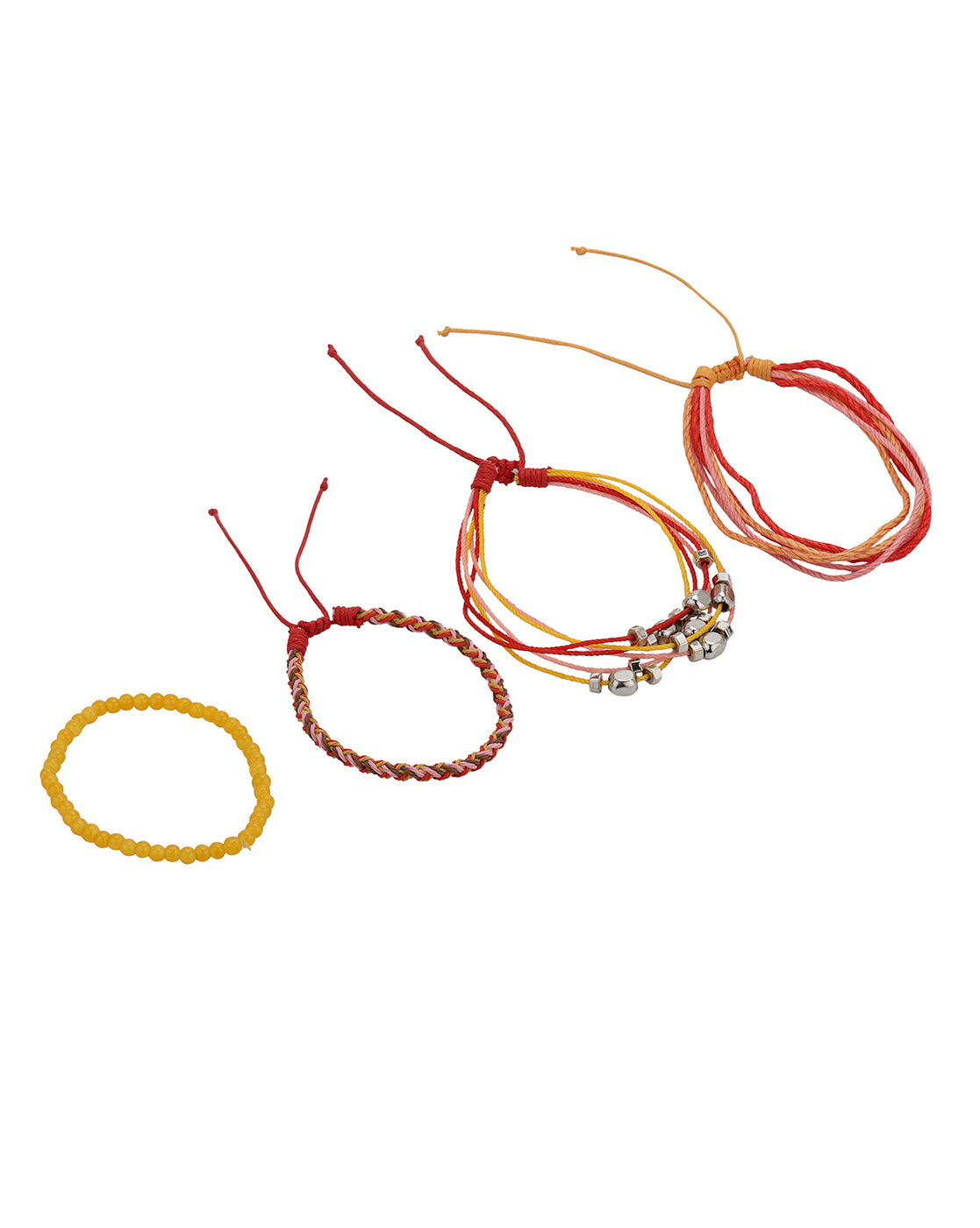 Multi Coloured Set of 4 Braided Stacking Friendship Bracelet