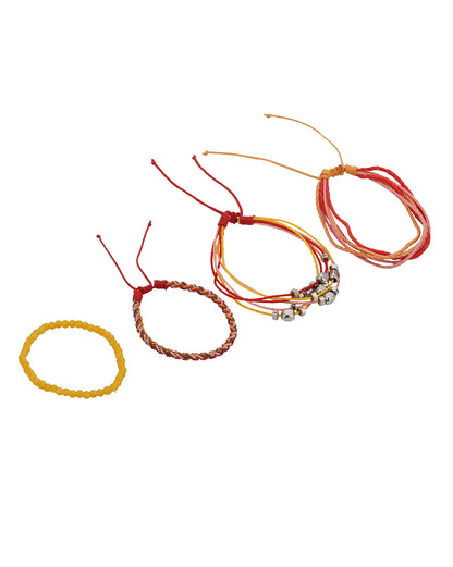 Multi Coloured Set of 4 Braided Stacking Friendship Bracelet