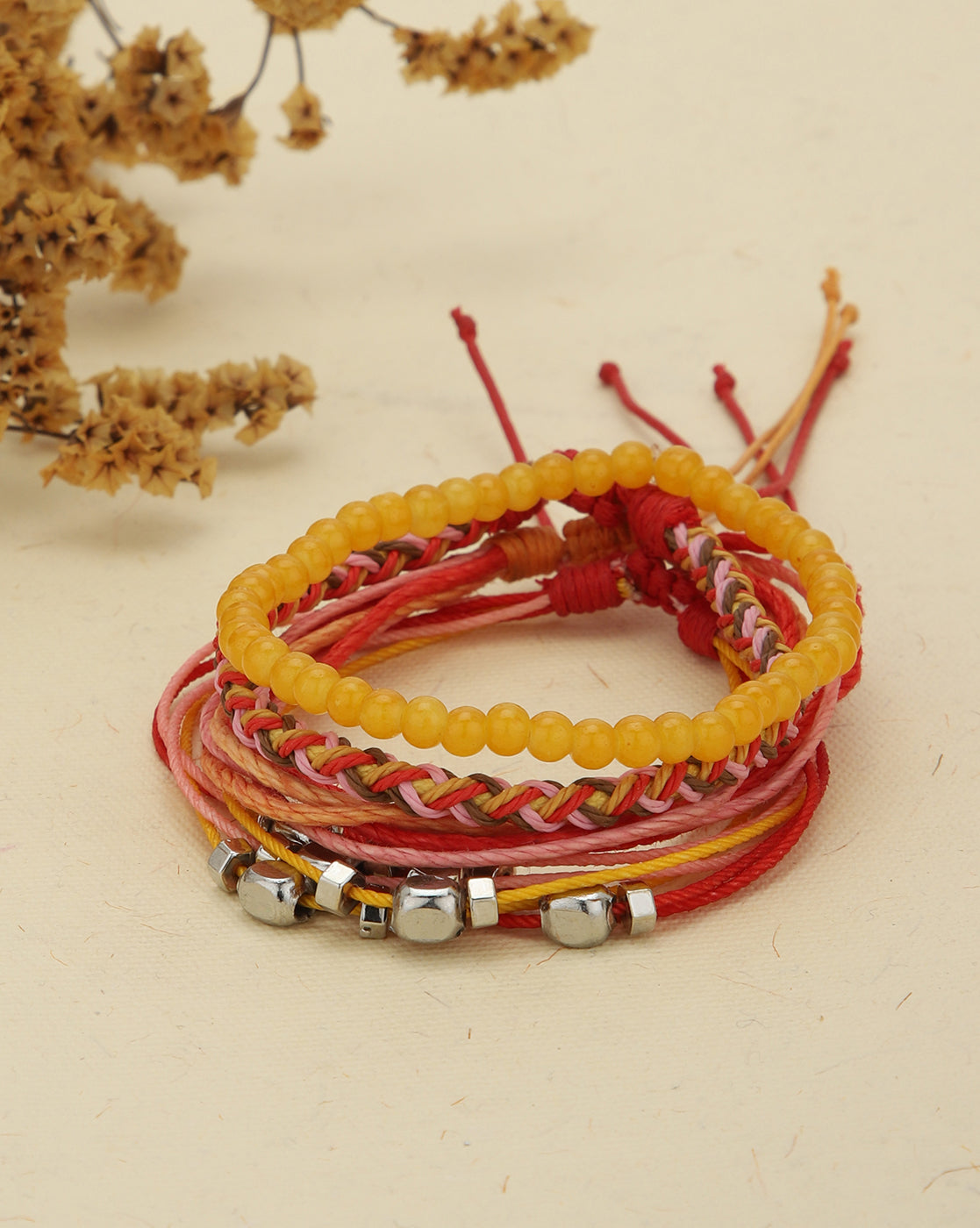 Multi Coloured Set of 4 Braided Stacking Friendship Bracelet