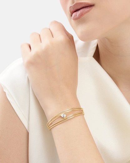 18kt Gold Plated CZ Four Bar Bangle Style Cuff  Bracelet