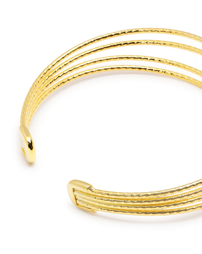 18kt Gold Plated CZ Four Bar Bangle Style Cuff  Bracelet