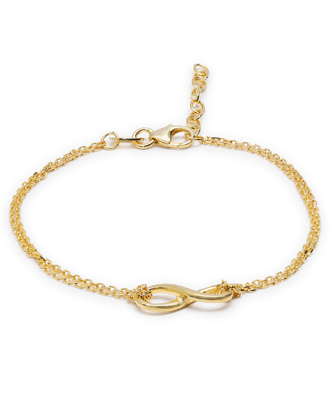 18kt Gold Plated Double Chain Infinity Charm Bracelet