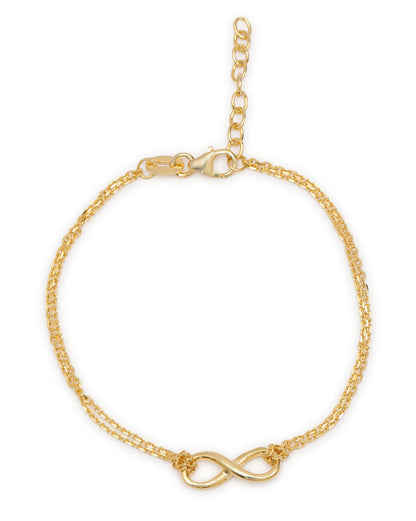 18kt Gold Plated Double Chain Infinity Charm Bracelet