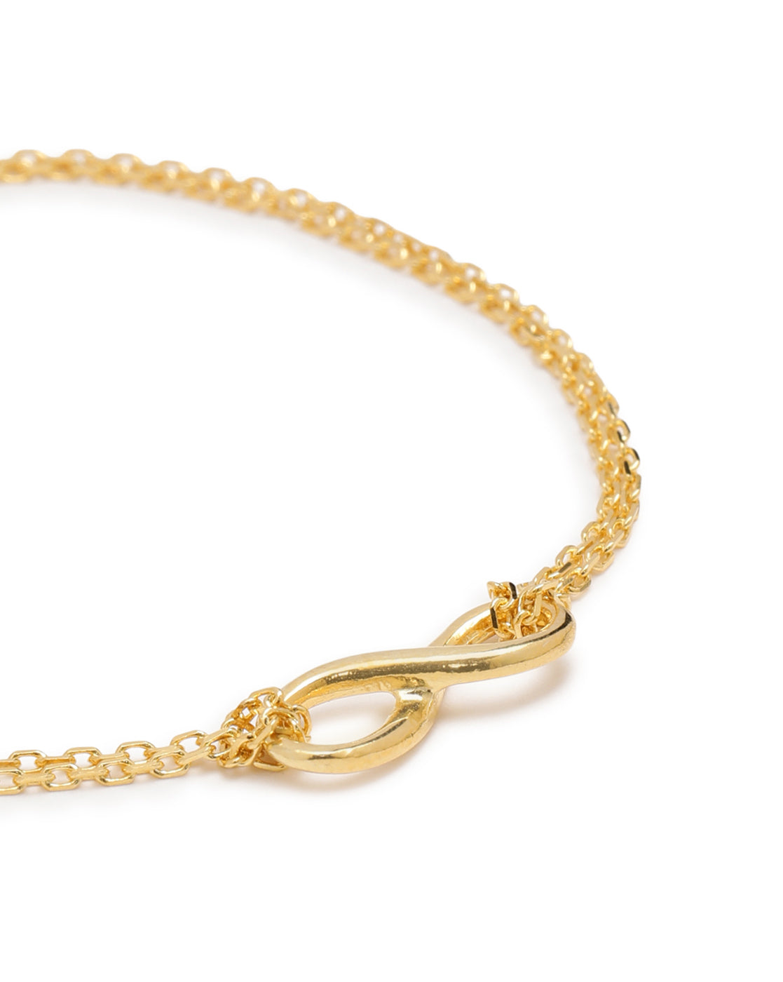 18kt Gold Plated Double Chain Infinity Charm Bracelet