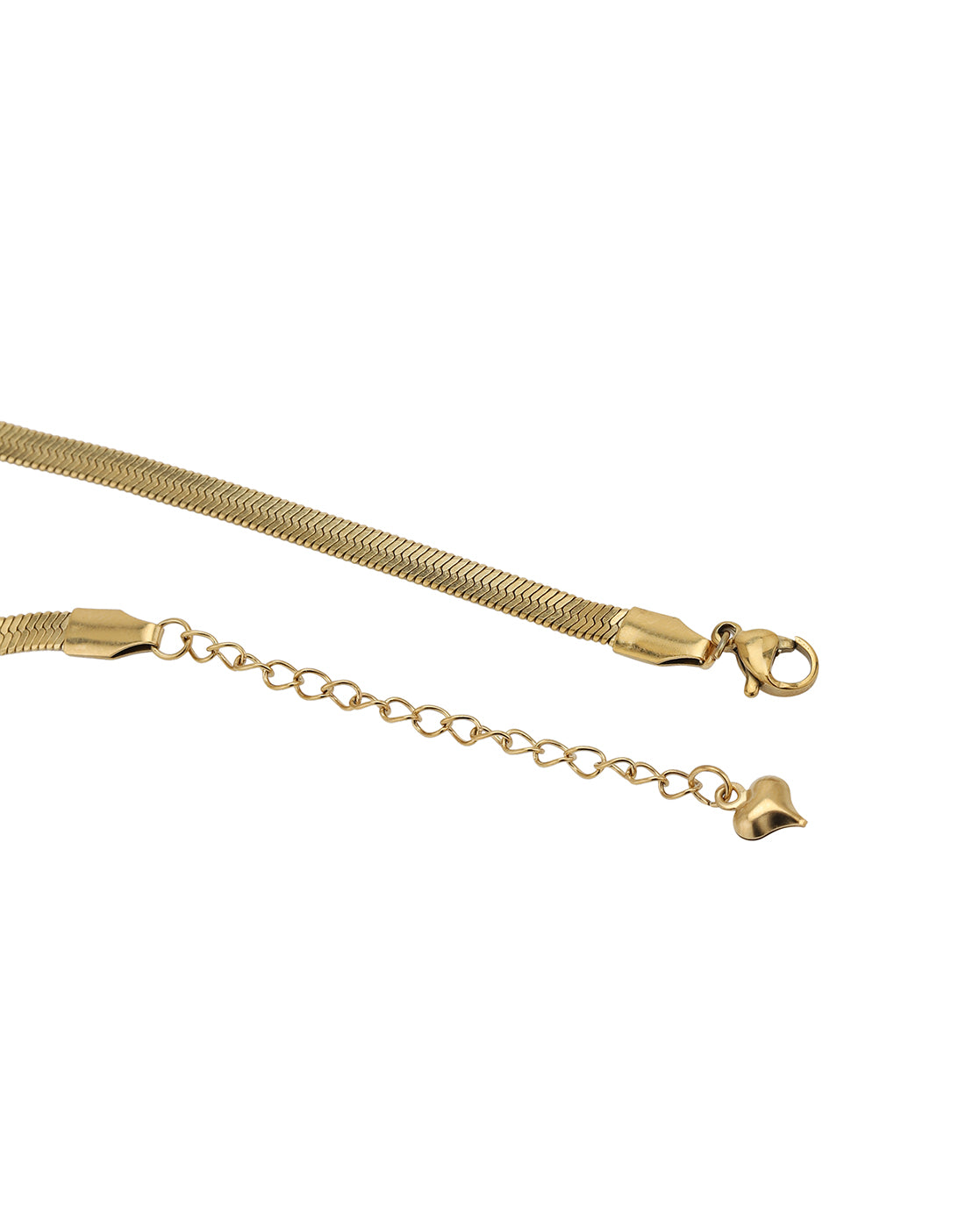 Gold Plated Heart Charm Snake Bracelet