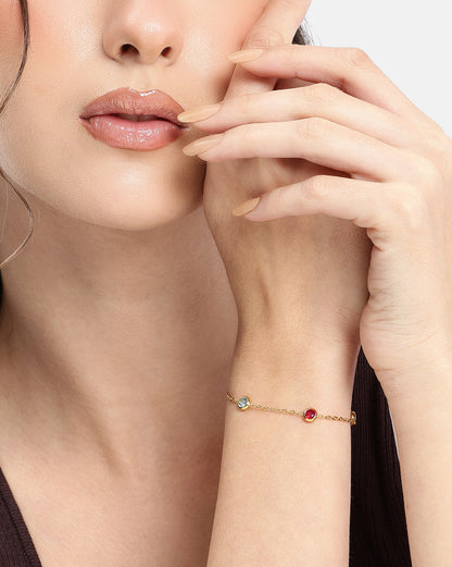 Gold Plated Multi Color CZ Wraparound Bracelet