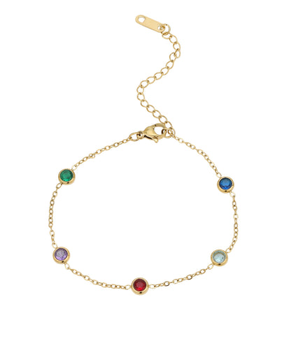 Gold Plated Multi Color CZ Wraparound Bracelet