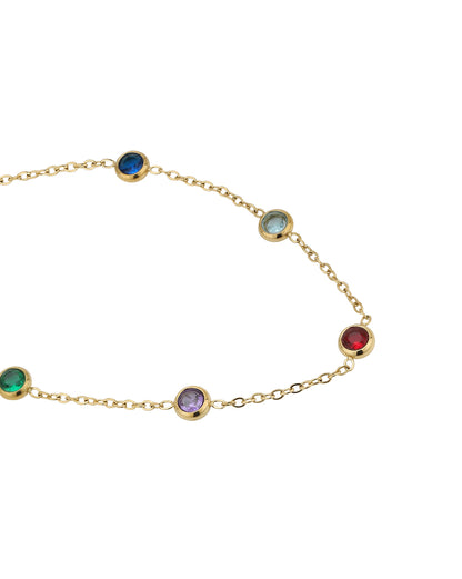 Gold Plated Multi Color CZ Wraparound Bracelet