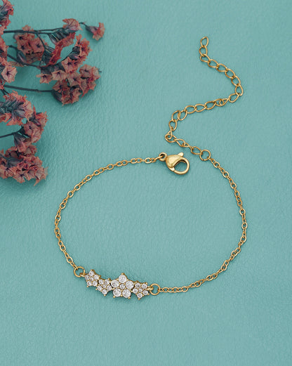 Gold Plated CZ Floral Wraparound Bracelet
