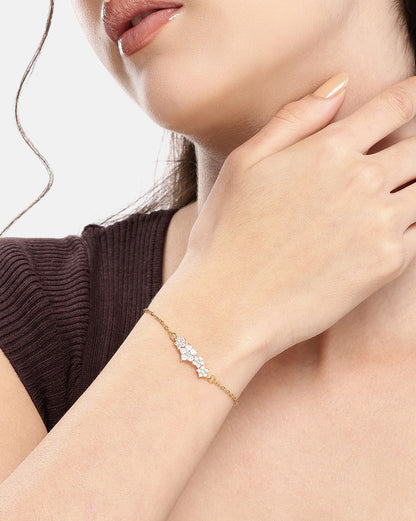 Gold Plated CZ Floral Wraparound Bracelet