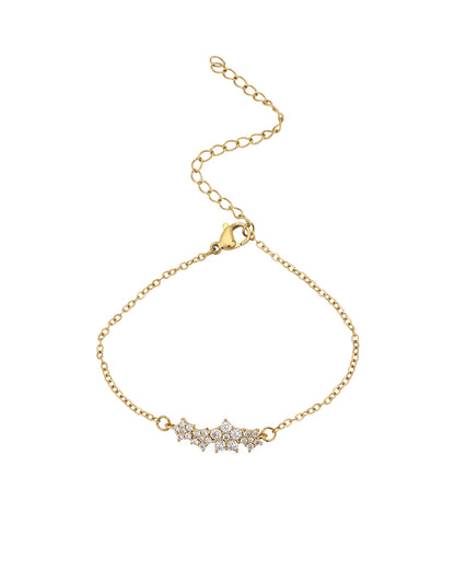 Gold Plated CZ Floral Wraparound Bracelet