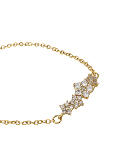 Gold Plated CZ Floral Wraparound Bracelet