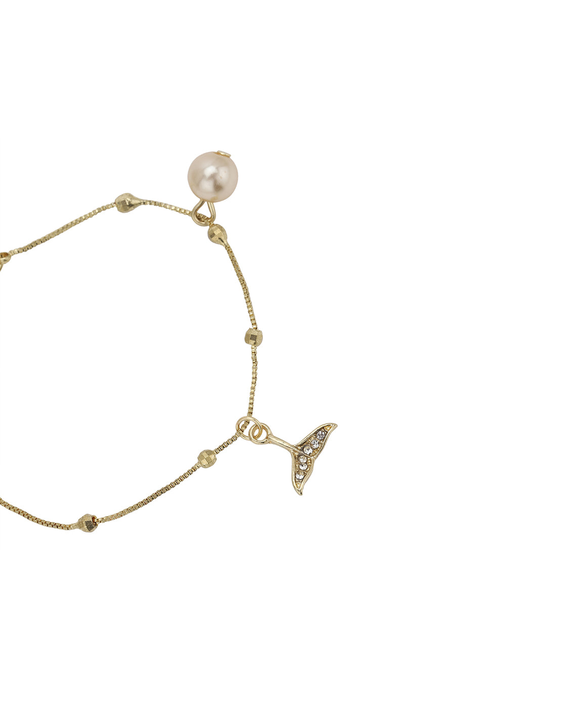 Gold Plated CZ and Pearl Charm Bracelet