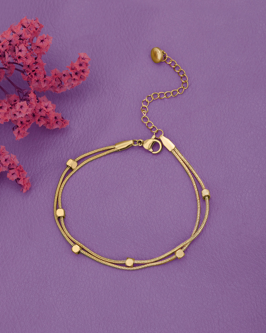 Gold Plated Double Chain Wraparound Bracelet