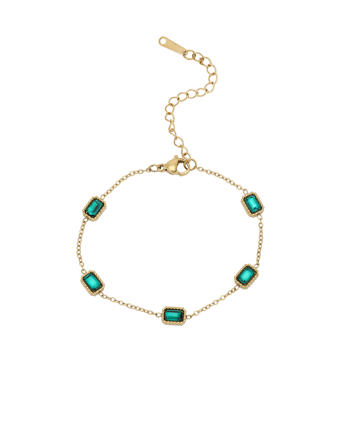 Gold Plated CZ Green Studded Wraparound Bracelet