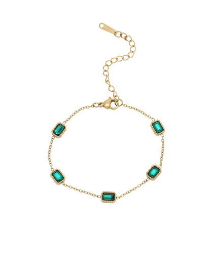 Gold Plated CZ Green Studded Wraparound Bracelet