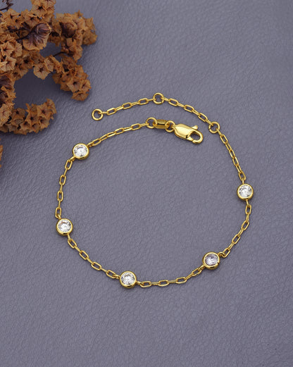 Gold Plated CZ Link Bracelet